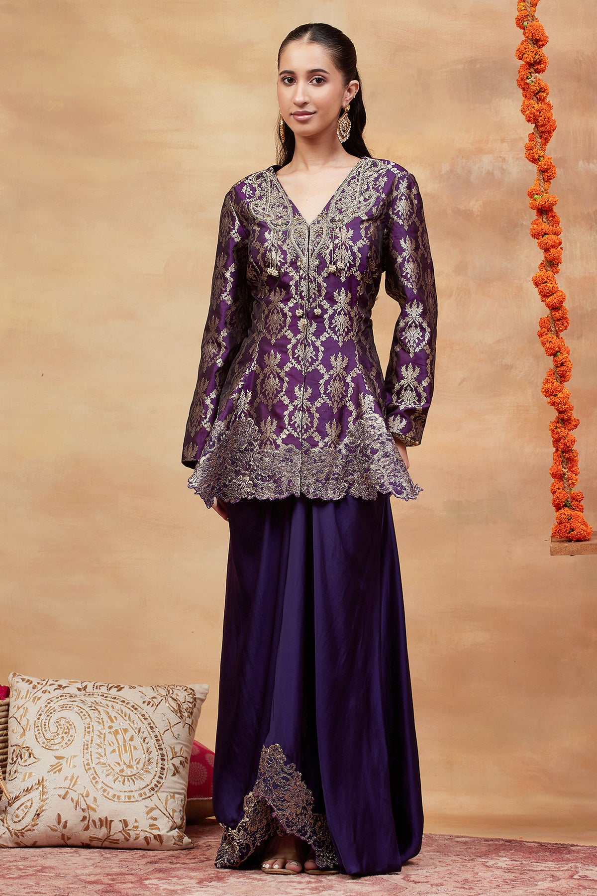 Assi Jamuni Hand Embroidered Banarasi Skirt Set