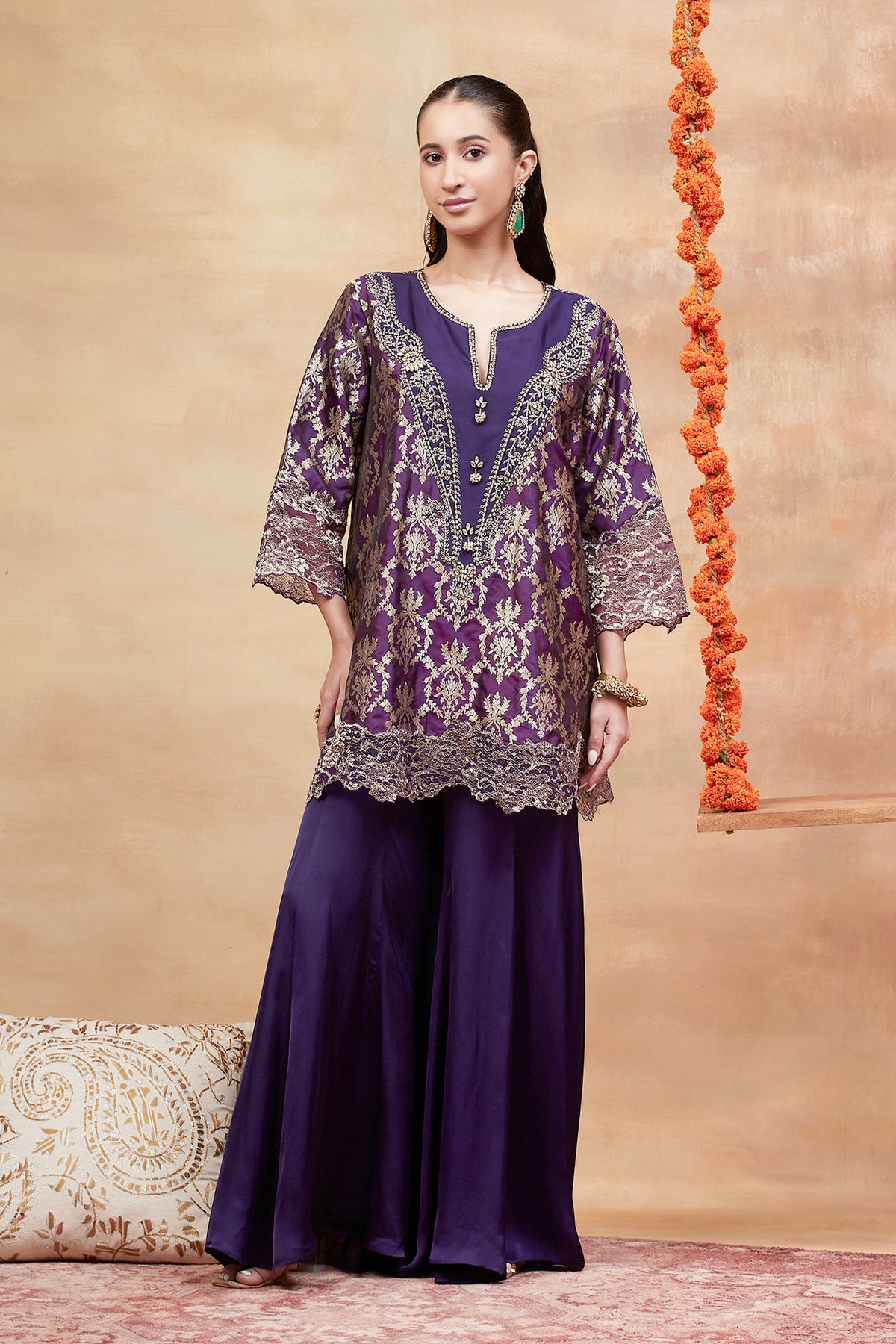 Janaki Jamuni Hand Embroidered Banarasi Sharara set