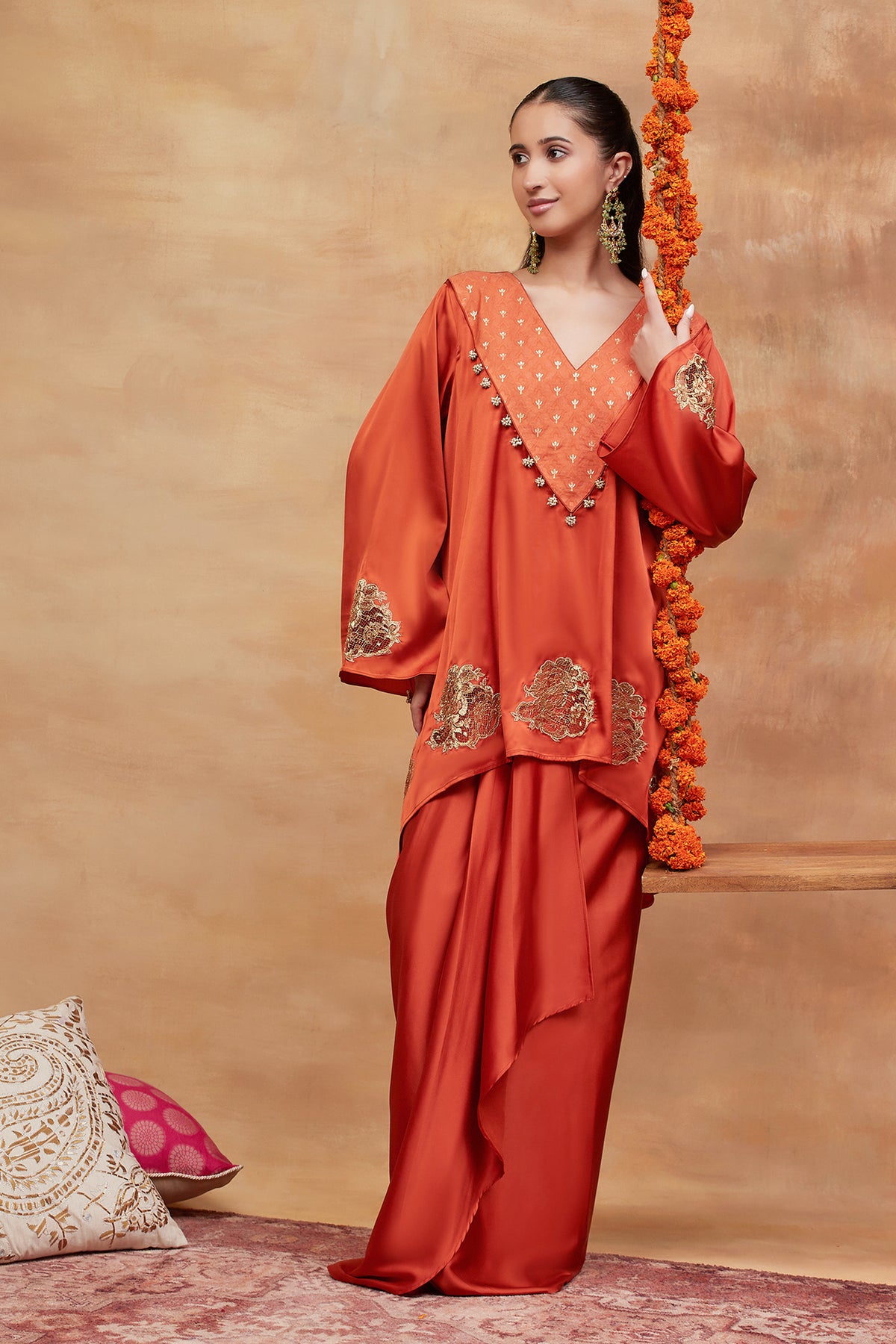 Rajghat Sindoor Banarasi Skirt Set