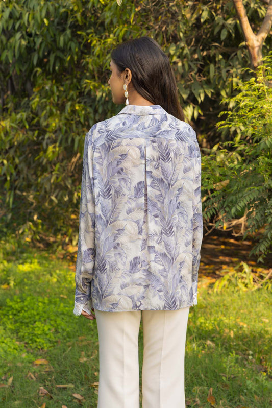 Passionflower Printed Crepe Silk shirt