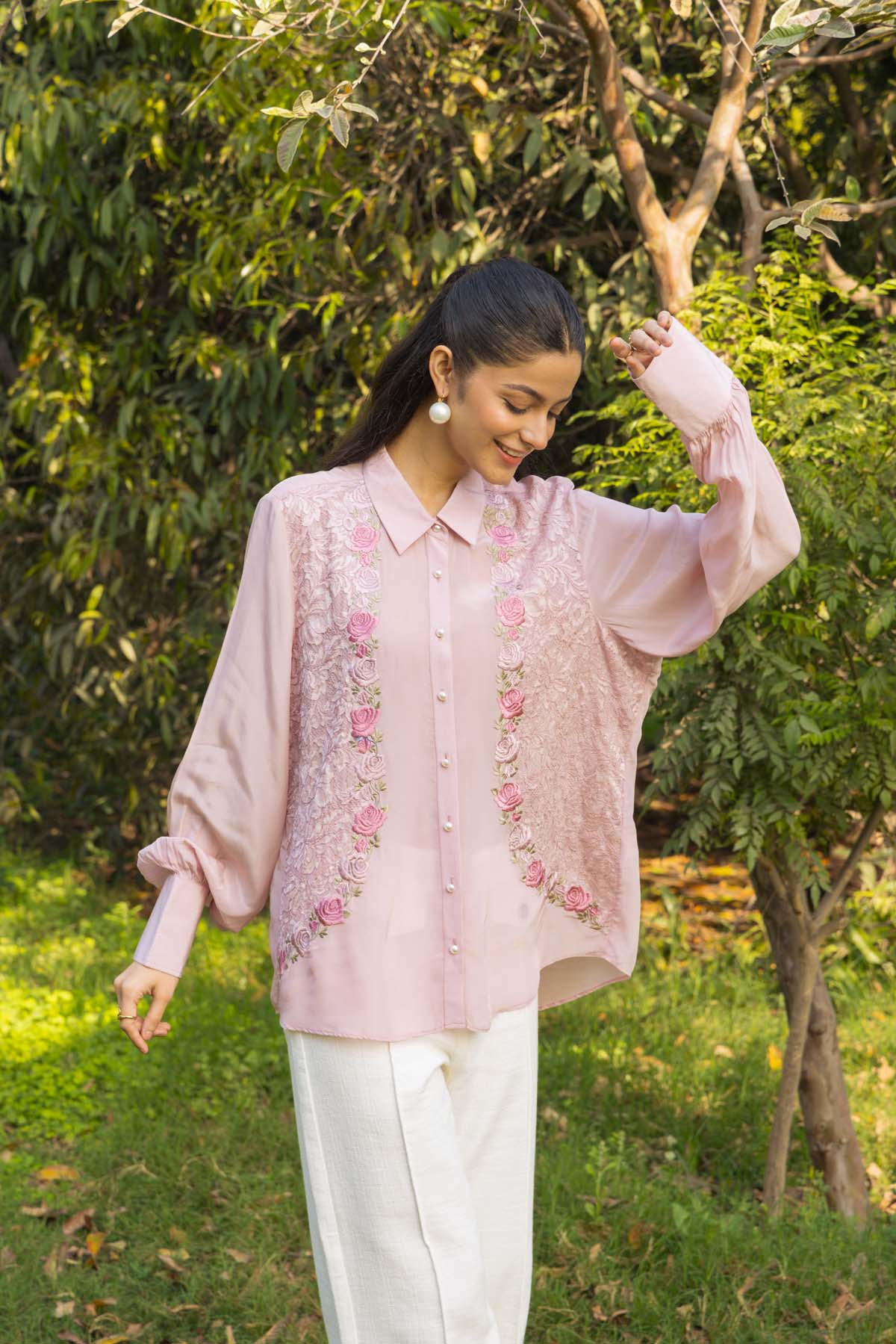 Iris French Lace Satin shirt