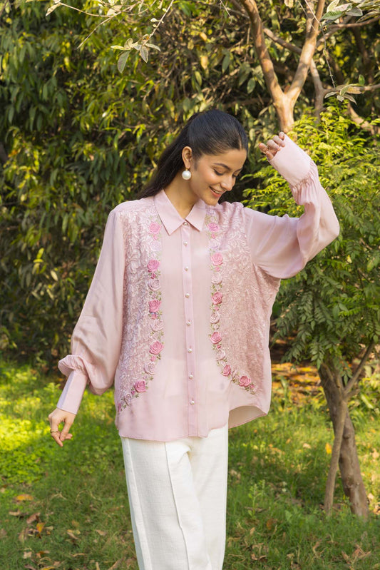 Iris French Lace Satin shirt