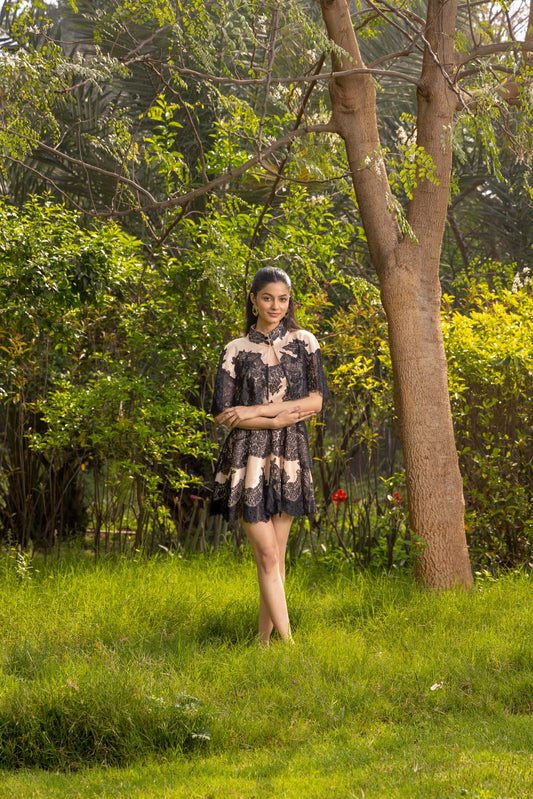 Dahila French Lace Satin Silk Dress