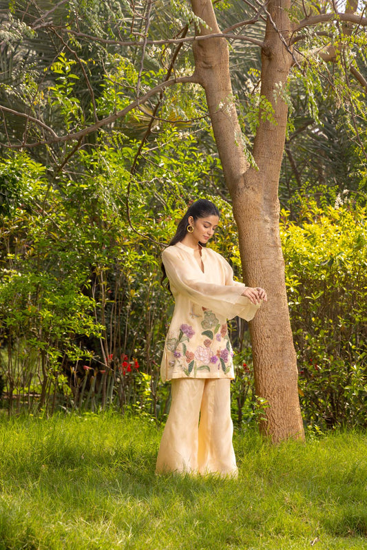 Tulip Hand embroidered Organza Silk Co-ord set