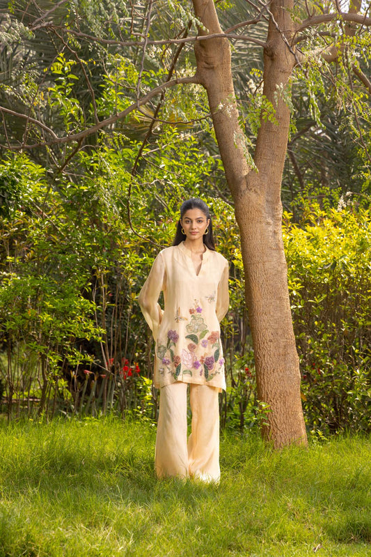 Tulip Hand embroidered Organza Silk Co-ord set