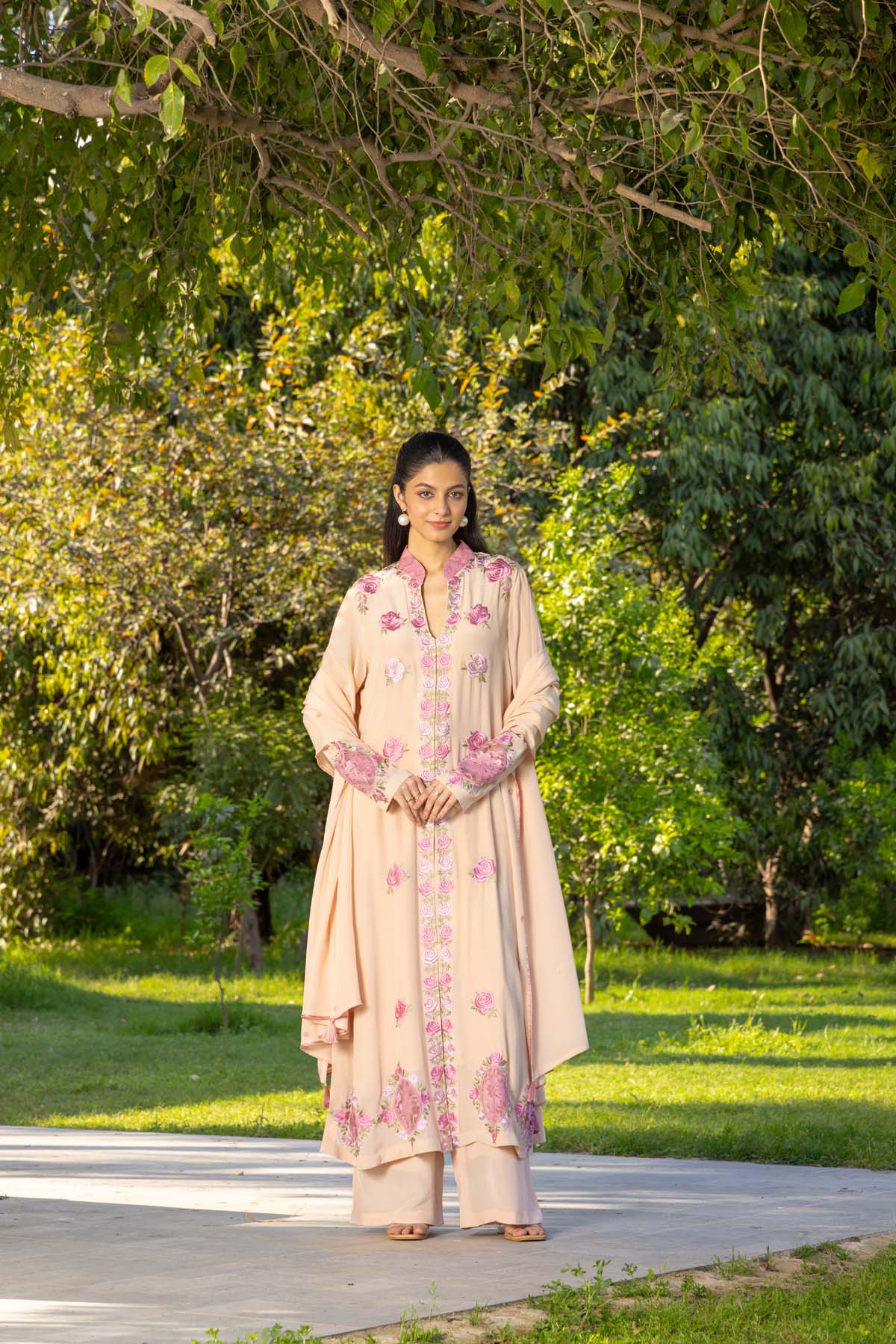 Camellia Crepe Silk Suit Set