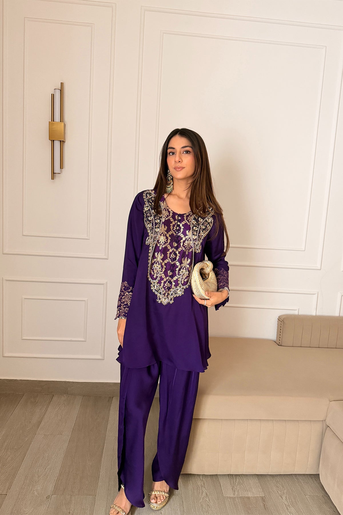 Meher Taluja In Rewa Jamuni Hand Embroidered Banarasi Dhoti set
