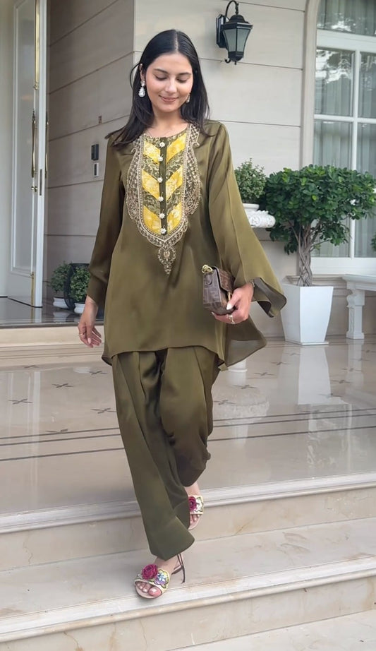 Meer Harit Hand Embroidered Banarasi Farshi set